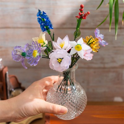 Personalised Glass Birth Month Flower Gift for Mum Nanna Mother's Day