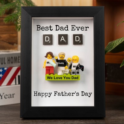 Personalised Tiny Figure With Frame and Brick For Dad Father's Day Gift Ideas