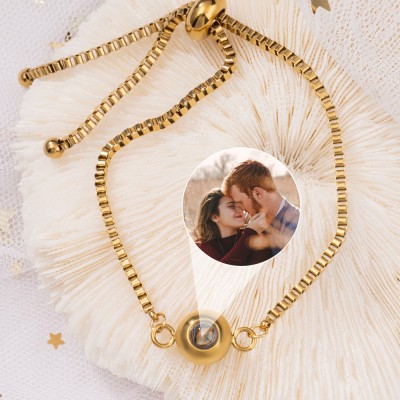Custom Photo Projection Charm Bracelet For Couple Soulmate Valentine's Day Gift Ideas