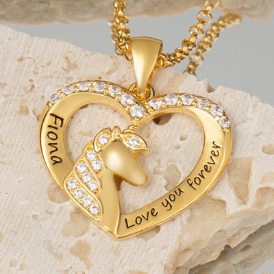 Personalised Unicorn Name Heart Necklace for Little Girl