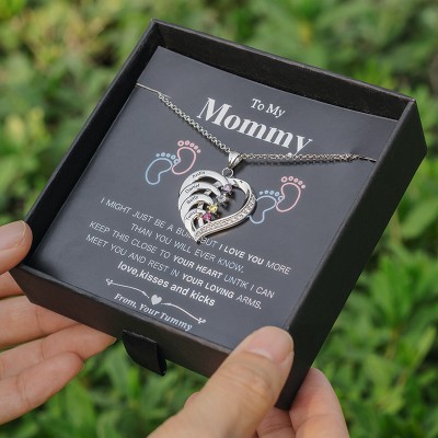 Personalised 1-6 Name Heart Necklace With Birthstone To My Mum Gift