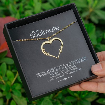 Personalised Heart Couple Names Necklaces To My Soulmate