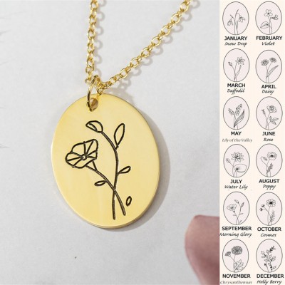 Custom Birth Flower Necklaces For Her September Morning Glory