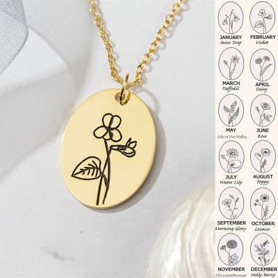 Custom Birth Flower Necklaces For Her February Violet