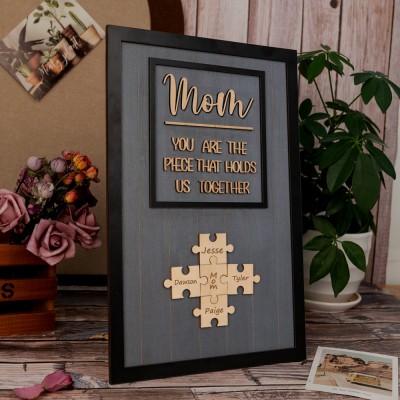 Mum Puzzle Sign Personalised Mother's Day Wood Sign Gift Ideas Piece That Holds Us Together