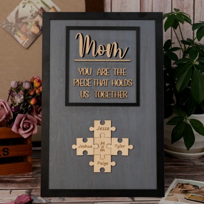 Mum Puzzle Sign Personalised Mother's Day Wood Sign Gift Ideas Piece That Holds Us Together