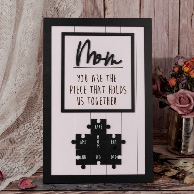 Mum Puzzle Sign Personalised Mother's Day Wood Sign Gift Ideas Piece That Holds Us Together