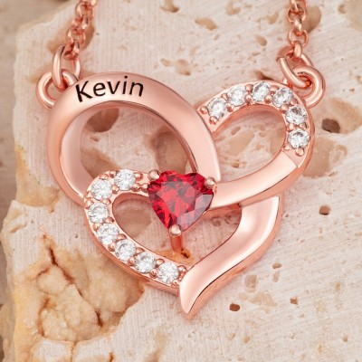 Personalised Heart Birthstone Necklace For Her and Mum