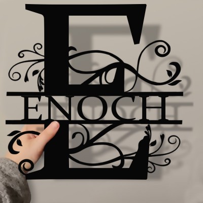 Personalised Family Name Metal Sign Monogram Home Wall Decor