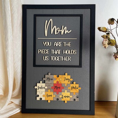 Personalised Mum Puzzle Sign With Kids Name Home Wall Decor For Mother's Day Gift Ideas