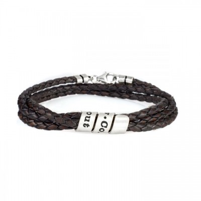 Mens Personalised Engraved Name Leather Bracelets With 1-10 Names
