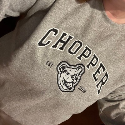 Custom Embroidered Dog Face Varsity Style Sweatshirt With Name For Pet Lover Gifts