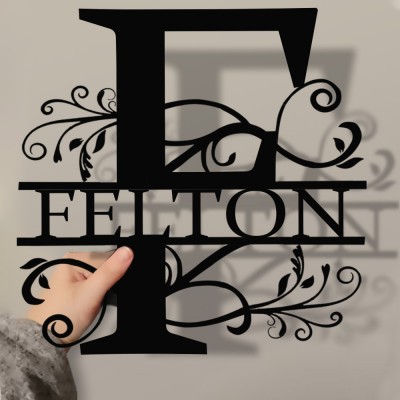 Personalised Family Name Metal Sign Monogram Home Wall Decor