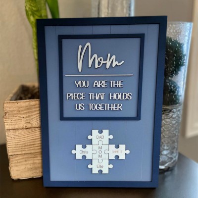 Personalized Mom Puzzle Piece With Kids Name Sign Gift For Mother's Day