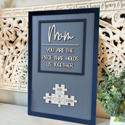 Personalised Mum Puzzle Piece With Kids Name Sign Gift For Mother's Day