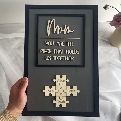 Personalised Mum Puzzle Sign With Kids Name Home Wall Decor For Mother's Day Gift Ideas