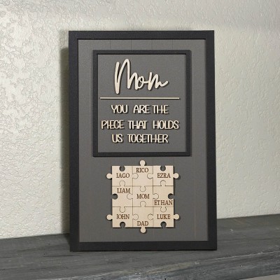 Personalised Mum Puzzle Piece With Kids Name Sign Gift For Mother's Day