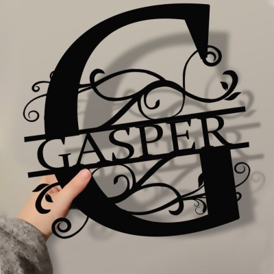 Personalised Family Name Metal Sign Monogram Home Wall Decor