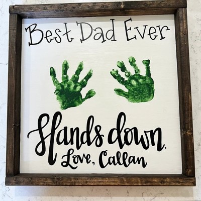 Personalised Best Dad Ever DIY Handprint Hands Down Frame For Father's Day
