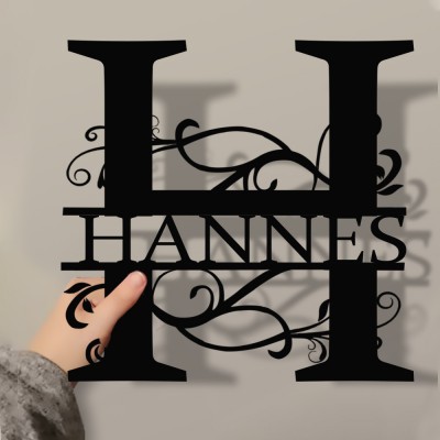 Personalised Family Name Metal Sign Monogram Home Wall Decor