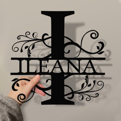 Personalised Family Name Metal Sign Monogram Home Wall Decor