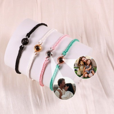 Personalized Braided Rope Memorial Photo Projection Bracelet