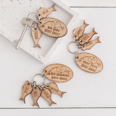 Father's Day Gift Personalised Fishing Keychain We're Hooked on Daddy Dad Grampa