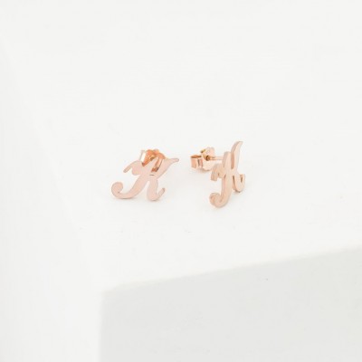 S925 Silver Personalized Initial Letter Name Earrings