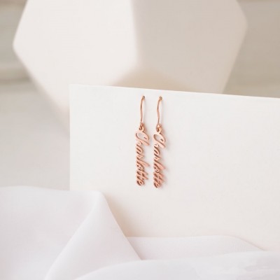 Rose Gold Personalised Chain Name Earrings