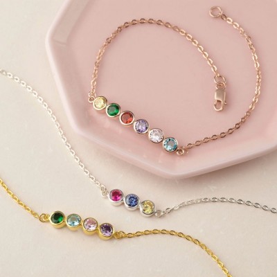 Personalised Family Birthstone Bracelets With 1-10 Birthstones