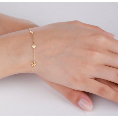 Personalised Initial Letter Heart Name Bracelet With 1-10 Initial Letters