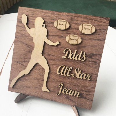 Personalised Football Plaque With 1-8 Names Engraved Father's Day Gift
