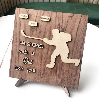 Personalised Hockey Plaque With 1-10 Names Engraved Father's Day Gift