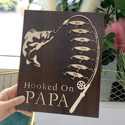Hooked on Papa Dad Grandpa Father's Day Personalised Fishing Trip Gift For Him