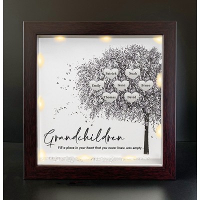 Personalised Family Tree Grandchildren Name Red Oak Frame Home Decor For Grandma