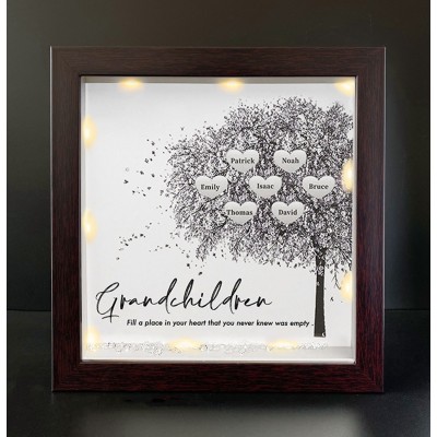 Personalized Family Tree Grandchildren Name Red Oak Frame Home Decor For Grandma