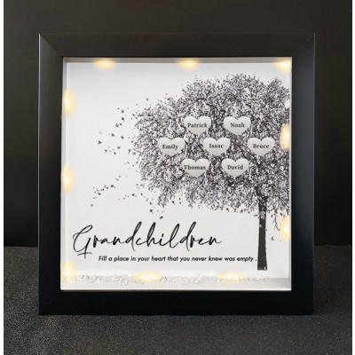Personalised Family Tree Grandchildren Name Black Frame Home Decor For Grandma