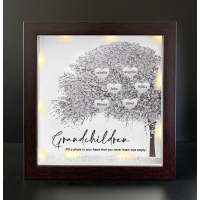Personalized Family Tree Grandchildren Name Red Oak Frame Home Decor For Grandma