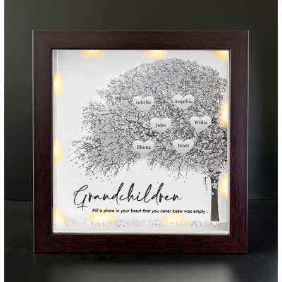 Personalised Family Tree Grandchildren Name Red Oak Frame Home Decor For Grandma