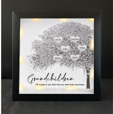 Personalised Family Tree Grandchildren Name Black Frame Home Decor For Grandma