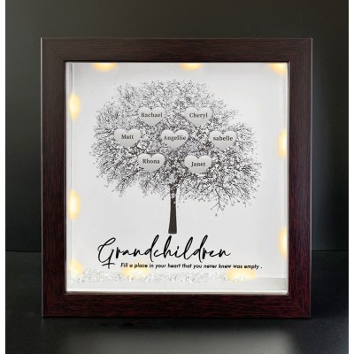 Personalized Family Tree Grandchildren Name Red Oak Frame Home Decor For Grandma