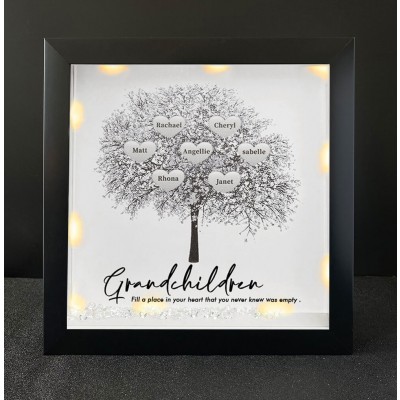 Personalised Family Tree Grandchildren Name Black Frame Home Decor For Grandma