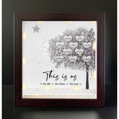This is Our Life Personalized Family Tree Name Red Oak Frame Home Decor