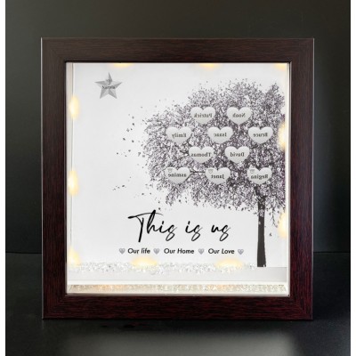 This is Our Life Personalised Family Tree Name Red Oak Frame Home Decor