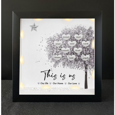 This is Our Life Personalised Family Tree Name Black Frame Home Decor