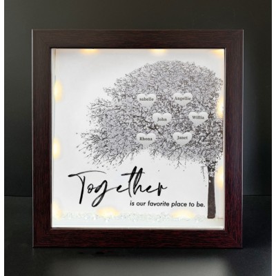 Together is Our Favorite Place to be Personalised Family Tree Name Red Oak Frame Home Decor