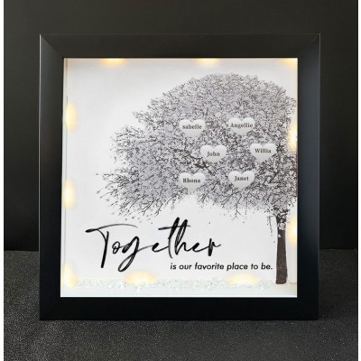 Together is Our Favorite Place to be Personalised Family Tree Name Black Frame Home Decor