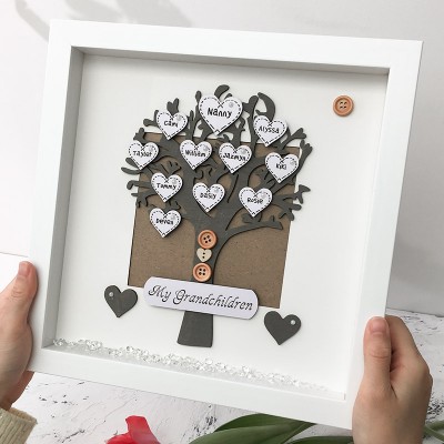 Custom Family Tree Wood Frame Name Engraved Home Decor For Grandma Mum