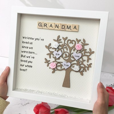 Custom Family Tree Wood Frame Name Engraved Home Decor For Grandma Mum
