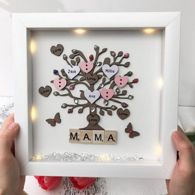 Custom Family Tree Wood Frame Name Engraved Home Decor For Grandma Mum